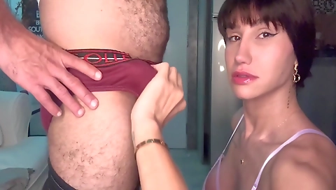 Sexy shemale with big tits gets pounded deep in her ass