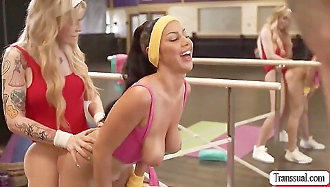 Transsexual teen takes a hard cock in her ass and in her mouth