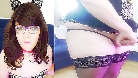 Amateur brunette with a beautiful body and sexy outfit on