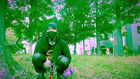 Transsexual babe with a hot pussy fucked in bondage