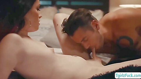 Skinny brunette babe gets fucked by a deepthroat dick