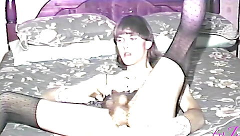 Hairy brunette is wearing vintage stockings and lingerie