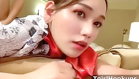 Beautiful asian babe in stockings fucked in her tight hole