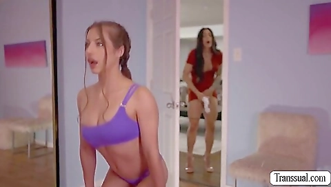 Blonde and a brunette are making a homemade milf fuck vid