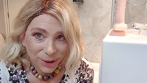 Hot milf in sexy heels gets anally fucked by a dildo