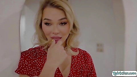 Shy and horny blonde babe getting her anal romped to shapers