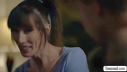 Brunette with a tattoo on her ass is getting her asshole filled