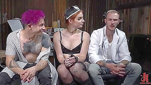 Blonde hotties take a large dick in her mouth and pussy