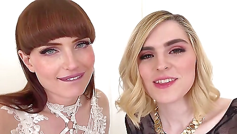 Blonde babe in a sexy black dress gets fucked in the ass