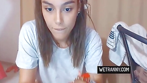 Amateurs brunette with big tits shows off her body